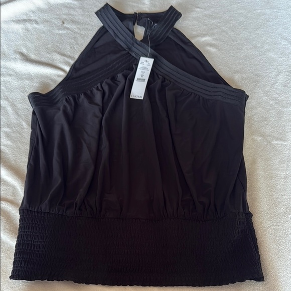 White House Black Market Black Smocked Halter Tank Top - Picture 1 of 4